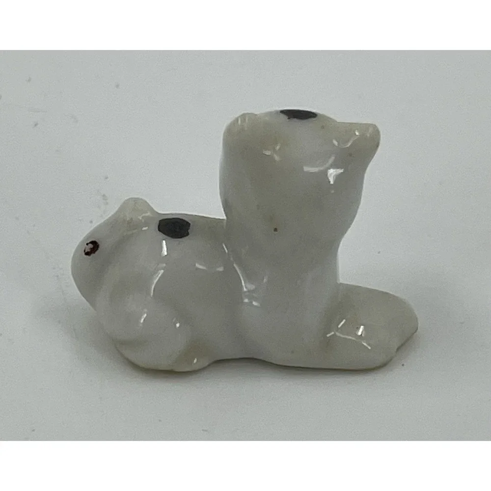 Terrier Small Dog w Puppies White Brown Occupied Japan Porcelain‎ Figurines HTF
